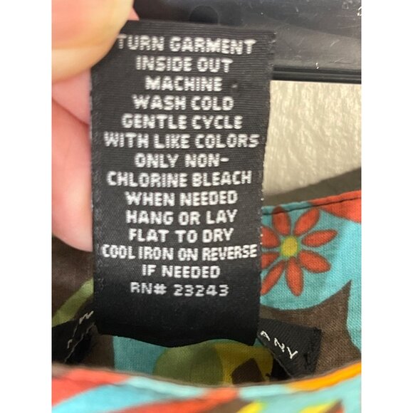 Vintage-Inspired New York & Company Floral Skirt 100% Cotton Size 12 Brown & Mul - Picture 4 of 4